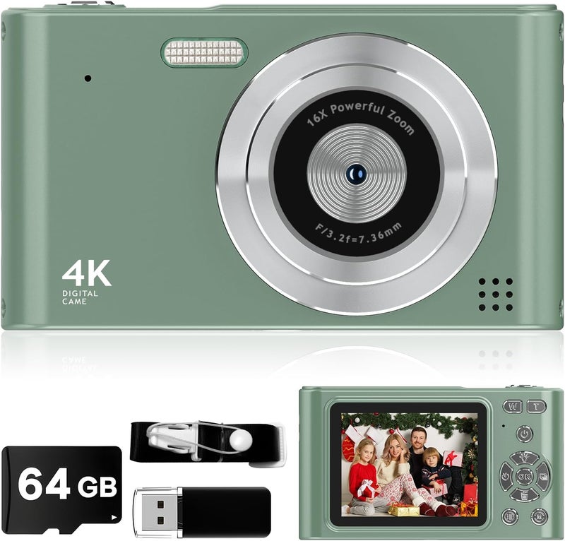 Vyncs 2025 Digital Camera - 1080P Vlog Camera, 44MP Compact, 16X Zoom, Anti-Shake, Green Gift for Kids - Image 1